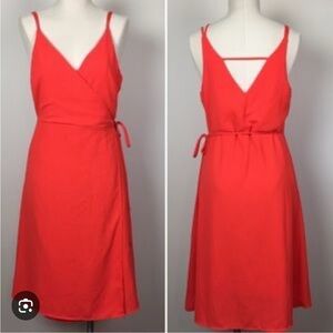 Sophie Rue Vibrant Coral Midi Dress